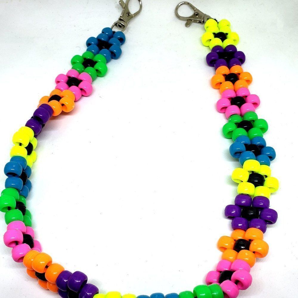 Handmade Neon Rainbow Kandi Flower Belt Chain